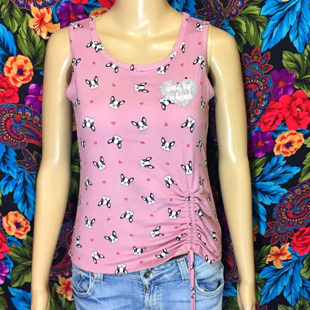 GIRL'S LILY BLEU SHIRT FRENCH BULLDOG 14 LARGE